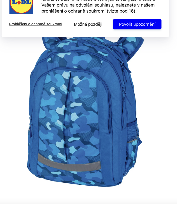 školní batoh 27 litrů, Topmove, Lidl, ve 4 barvách, 349,90 korun
