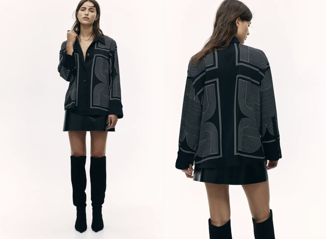 Vzorovaná košile na podzim, černo-bílá, H&M, 719 Kč
