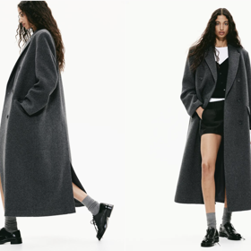 Oversize maxi kabát, tmavě šedá, H&M, 1699 Kč
