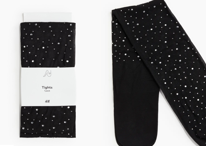 Punčocháče zdobené štrasem, H&M, 309 Kč
