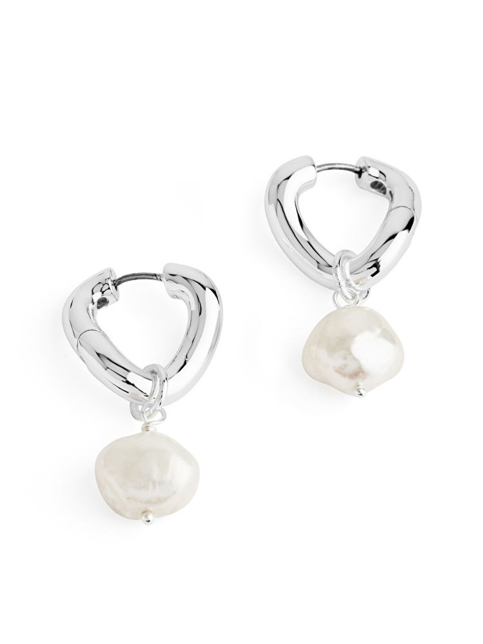 Silver-Plated Pearl Hoop Earrings, Arket, 35 eur
