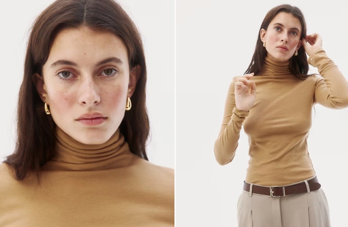 Top z bavlny pima s vysokým límcem, H&M, 599 Kč
