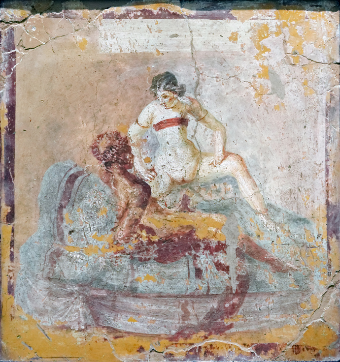 Ostatně prostituce je povolání staré jako lidstvo samo. Zde freska z italských Pompejí.
