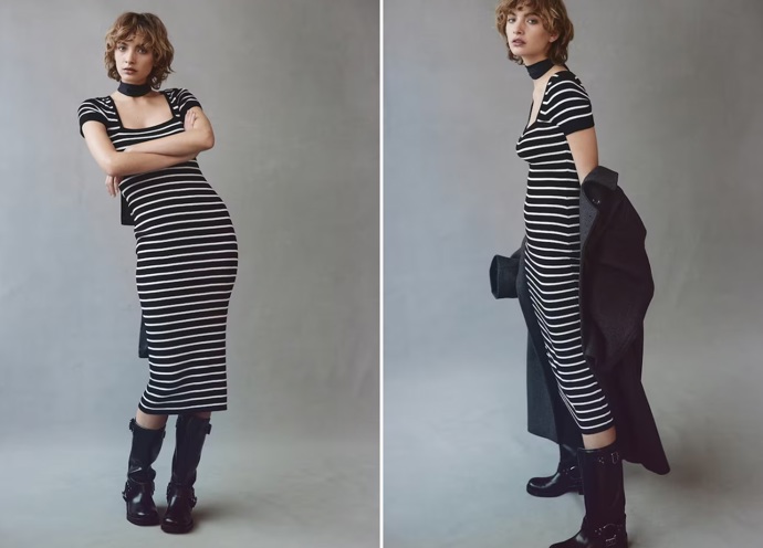 Midi šaty z žebrovaného úpletu, H&M, 549 Kč
Midi šaty z žebrovaného úpletu, H&M, 549 Kč