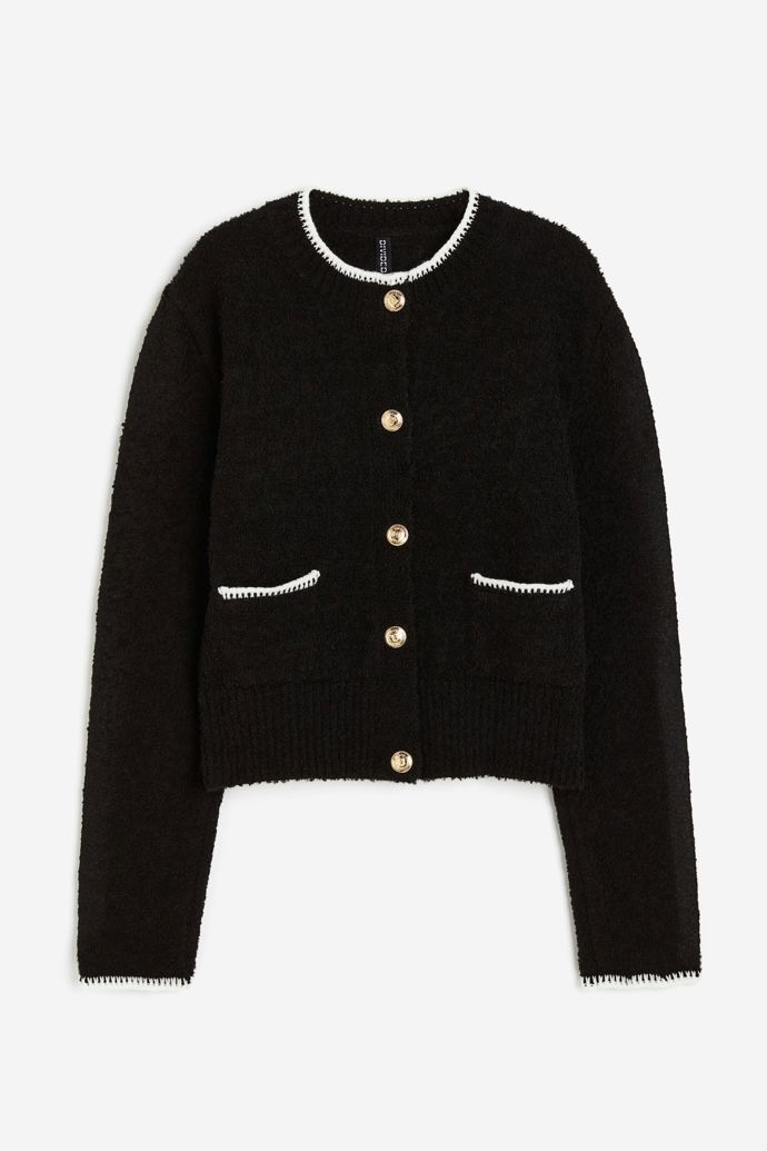 Propínací svetr ze strukturovaného úpletu, H&M, 479 Kč
