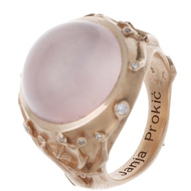 Ring signet Starry forest with rose quartz, Janja Prokić, 168000 Kč
