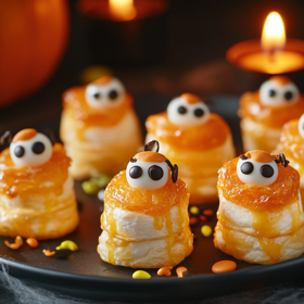 K výrobě halloweenských jednohubek můžete použít i marshmallows.

