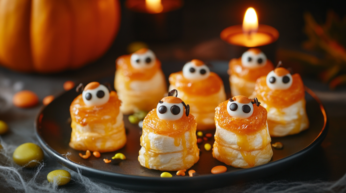 K výrobě halloweenských jednohubek můžete použít i marshmallows.

