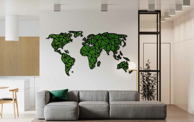Mechový obraz Mapa světa, MOSS ART, 36 980 Kč
