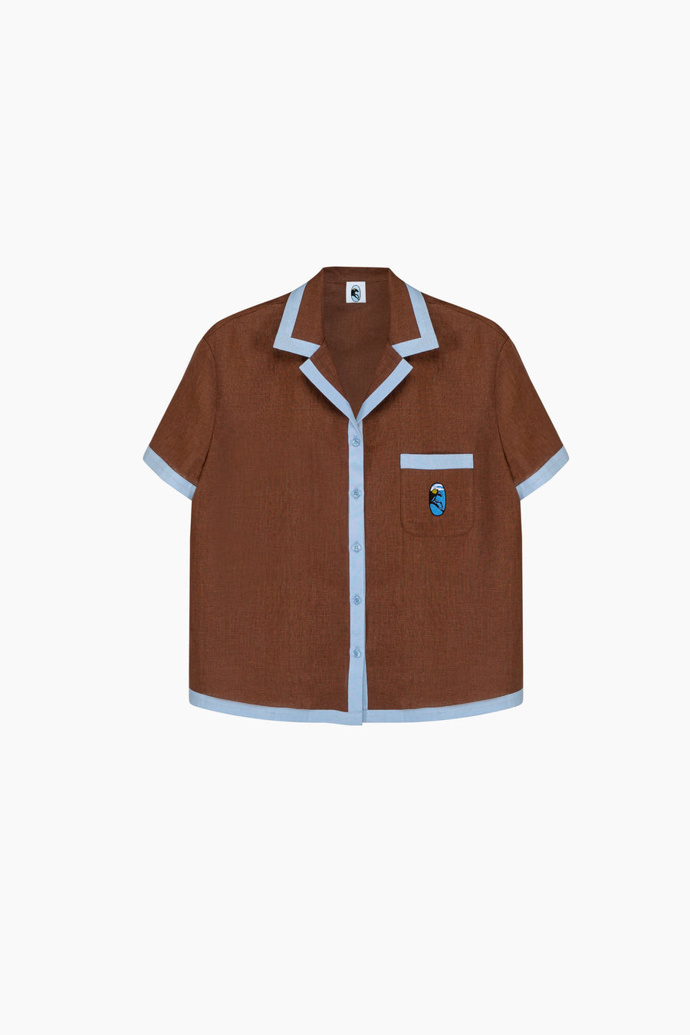 Košile s krátkým rukávem Garrick Embroidered Linen Short-sleeved Shirt in Brown, Sleeper, 165 eur
Košile s krátkým rukávem Garrick Embroidered Linen Short-sleeved Shirt in Brown, Sleeper, 165 eur