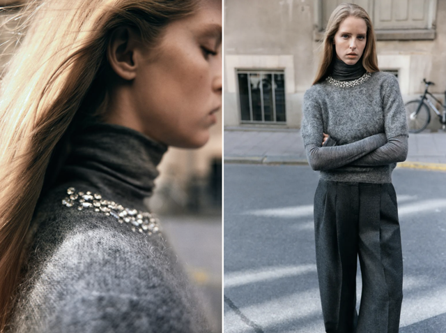 Top z mohérové příze zdobený štrasovými kamínky, H&M, 1 699 Kč

 
