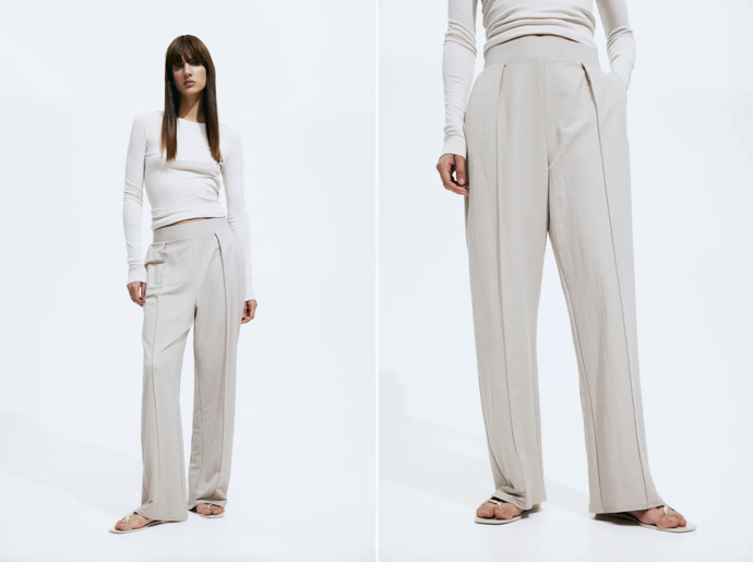 Elegantní kalhoty s vysokým pasem, různé barvy, H&M, 479 Kč
