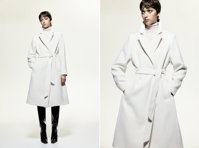 Kabát s vázacím páskem, různé barvy, H&M, 1 199 Kč
