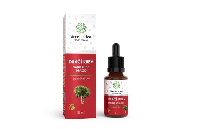 Dračí krev neboli Sangre de Drago je 100% přírodní pryskyřice, která vytéká při poranění kůry amazonského stromu Crotonu lechleri. Má tmavě červenou barvu, velmi rychle zasychá a poraněný strom tak chrání. Obsahuje řadu biologicky aktivních vzácných látek, spektrum účinků je velmi široké, jak k vnitřnímu, tak vnějšímu použití. 298 Kč
