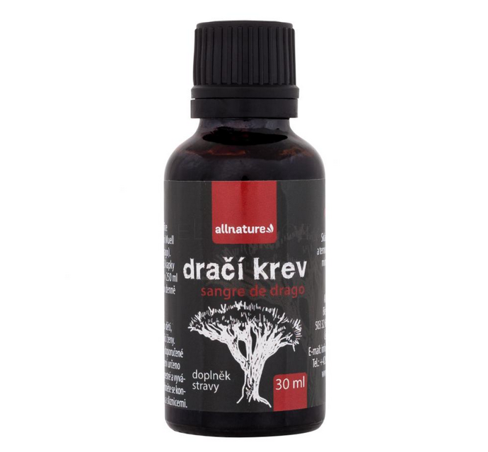 Dračí krev podporuje imunitu, snižuje stres, zmírňuje zažívací problémy, snižuje respirační potíže, ulevuje od svědění po bodnutí hmyzem, urychluje hojení ran, redukuje akné, má příznivý vliv na ekzém, lze použít na afty nebo opary. 164 Kč
