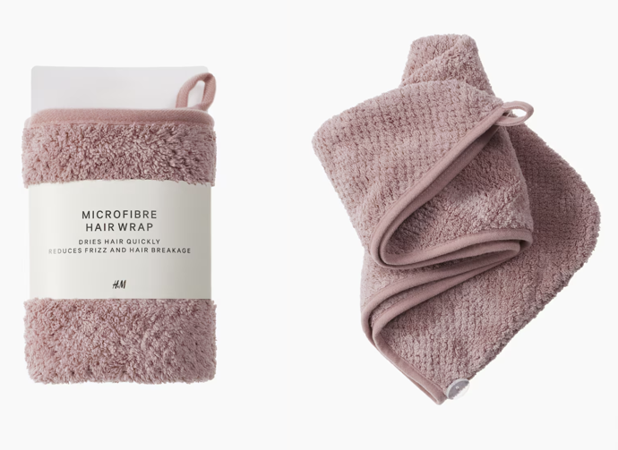 Ručník na vlasy z mikrovlákna, růžová nebo bílá, H&M, 169 Kč
