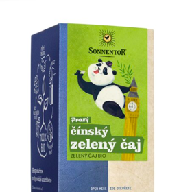 Pravý čínský zelený čaj, Sonnentor (porcovaný dvoukomorový, 27g, 95 Kč)
