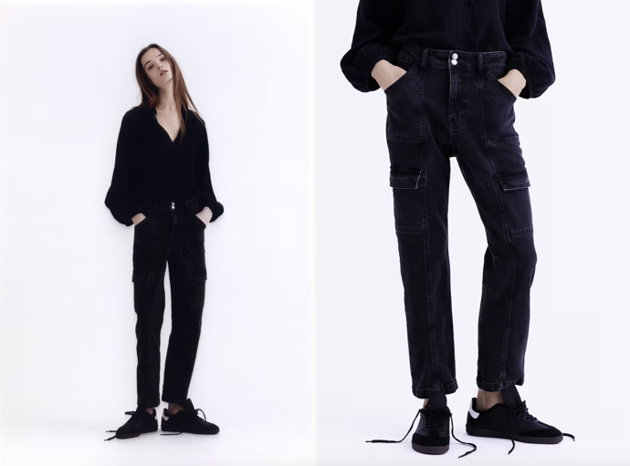 Džínové kalhoty cargo, kapsáče, H&M, 599 Kč
