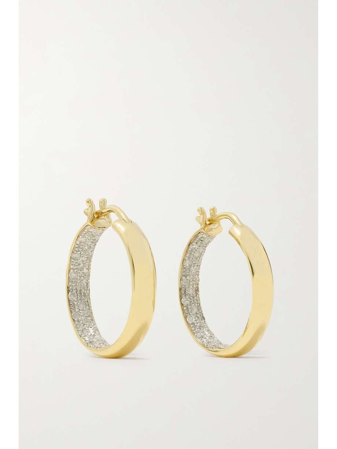 Náušnice s diamanty 9-karat gold diamond hoop earrings, Yvonne Léon, 2190 eur
