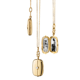 Náhrdelník s medailonkem Slim "Skye" Gold Locket Necklace with Diamond, Monica Rich Kosann, 3685 usd
