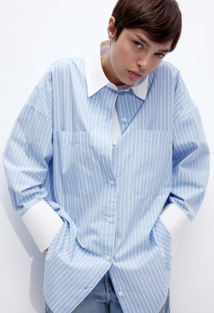 Oversized popelínová košile, H&M, 479 Kč
