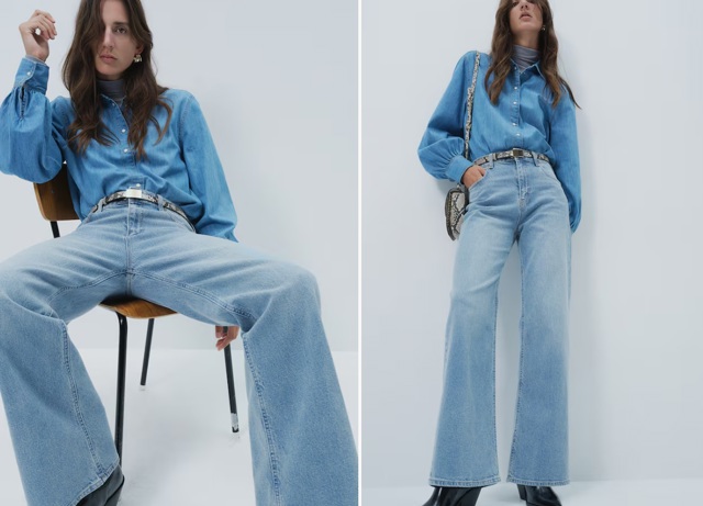 Široké džíny s vysokým pasem, H&M, 619 Kč
