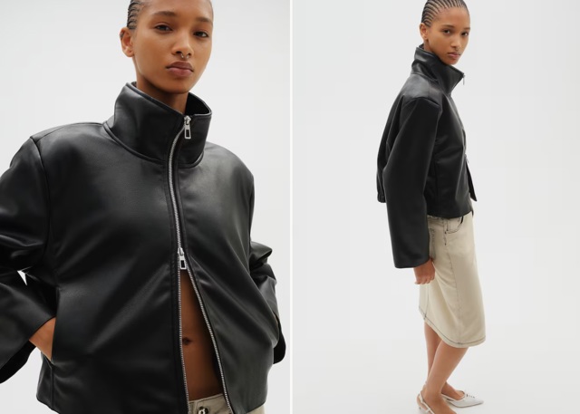 Koženková bunda s límcem, H&M, 1 199 Kč
