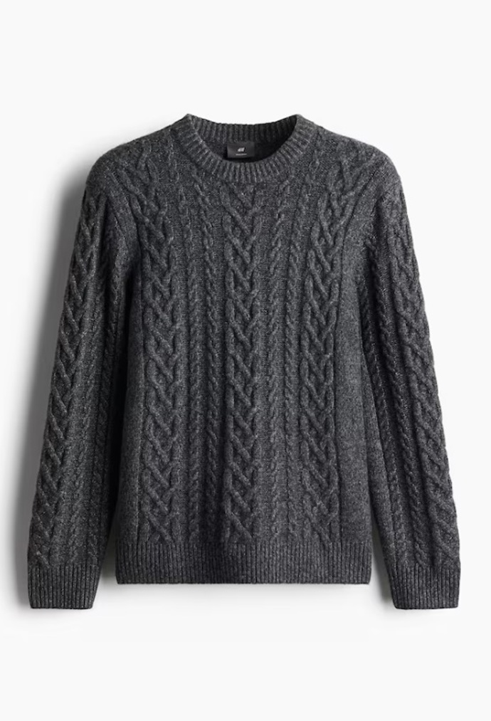 Pánský pletený svetr s copánkovým vzorem, H&M, 959 Kč
