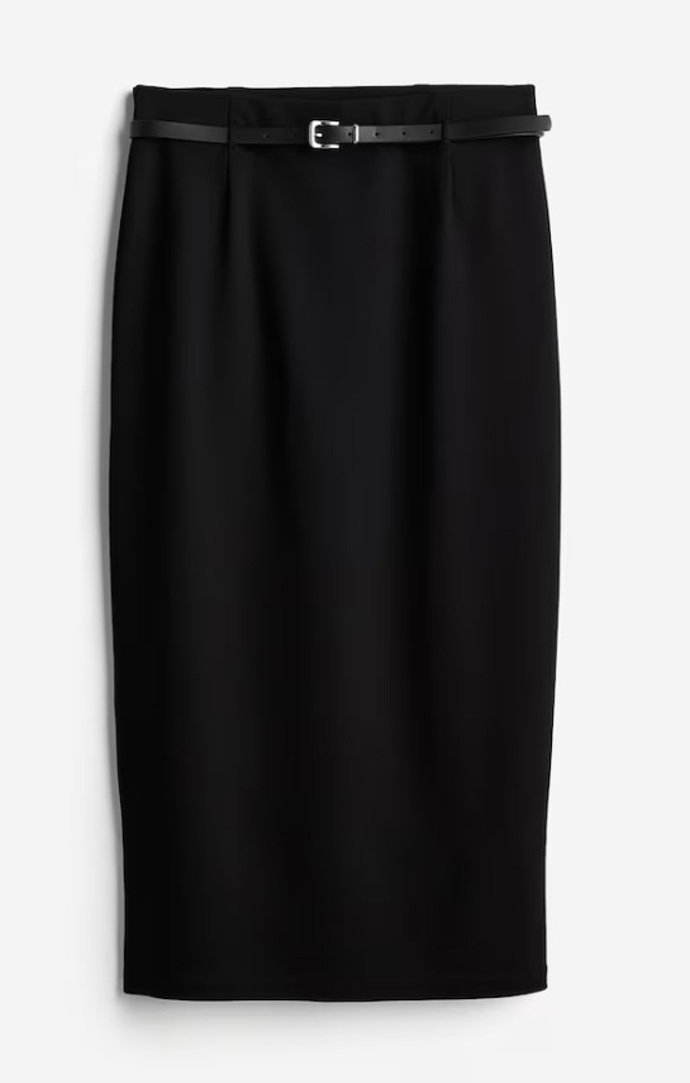 Pouzdrová sukně s páskem, H&M, 719 Kč
