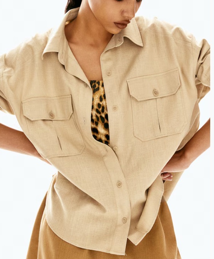 Oversized košile cargo z lněné směsi, H&M, 599 Kč
