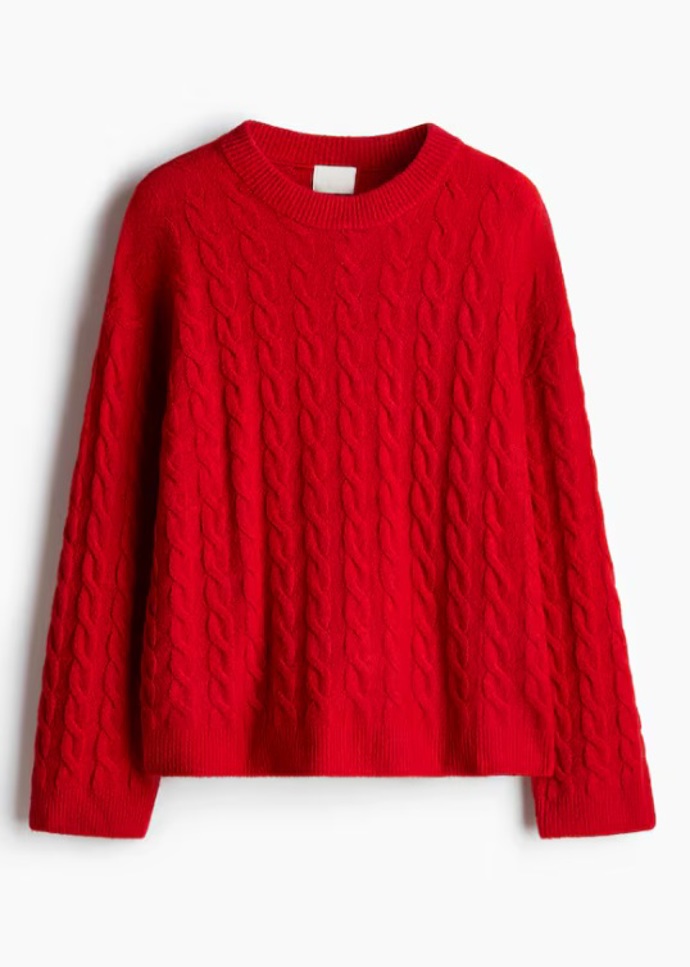 Pletený svetr s copánkovým vzorem, H&M, 719 Kč
