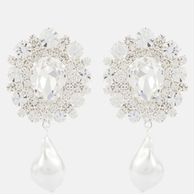 Křišťálové náušnice Crystal-embellished faux pearl clip-on earrings, Magda Butrym, 445 eur
