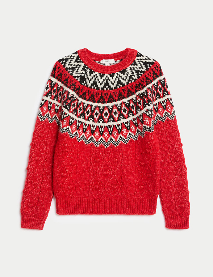 Svetr s výstřihem ke krku s žakárovým vzorem, M&S Collection, 1499 Kč
