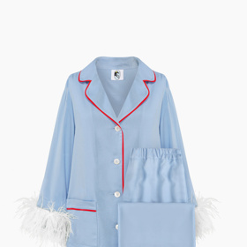 Pyžamový set Party Pajama Set with Detachable Feathers in Celeste, Sleeper, 425 eur
