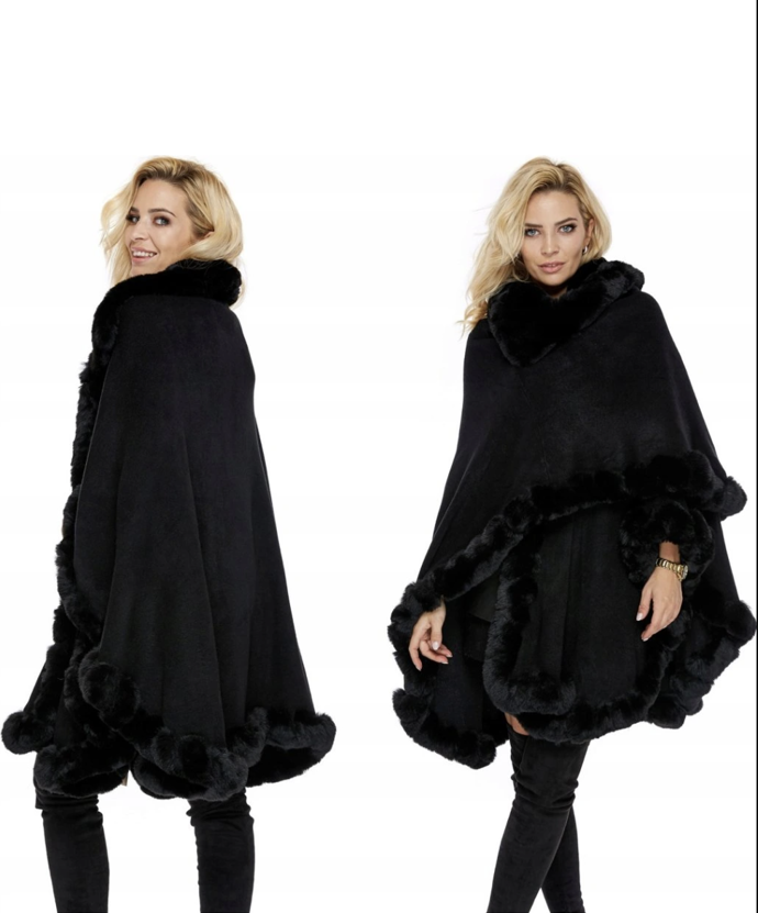Dámské pončo s kožešinou teplé, premium, černá, různé barvy, fashionweek-moda.cz, 1 999 Kč
