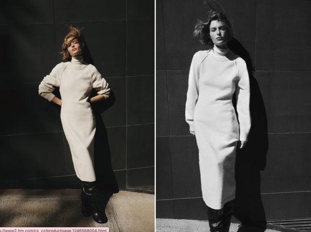 Pletené šaty bodycon, krémová, šedobéžová a šedá, H&M, 959 Kč
