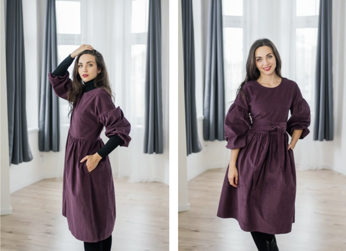 Manšestrové šaty Coco lilkově fialové, vel. XL, Reparáda, 2690 Kč

