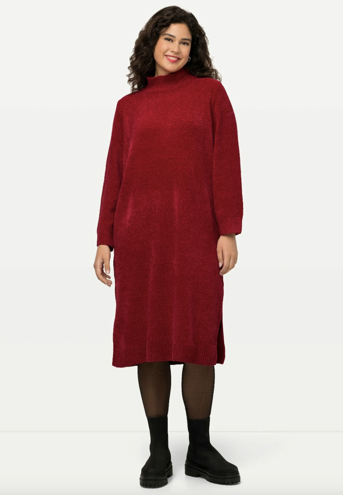Pletené šaty - dark red, Ula Popken - Zalando, vel. XL, 1 439 Kč
