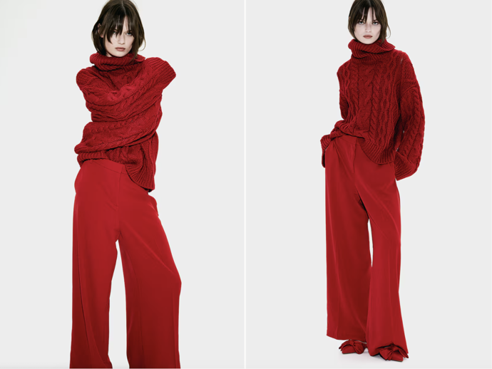 Široké elegantní kalhoty, červená, H&M, 599 Kč
