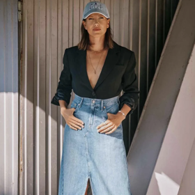 Džínová maxi sukně UltraSoft, GAP, světle modrá, 1 499 Kč
