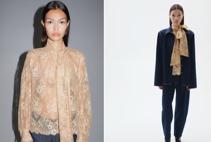 Krajková halenka s vázačkami u krku, H&M, 1 459 Kč
