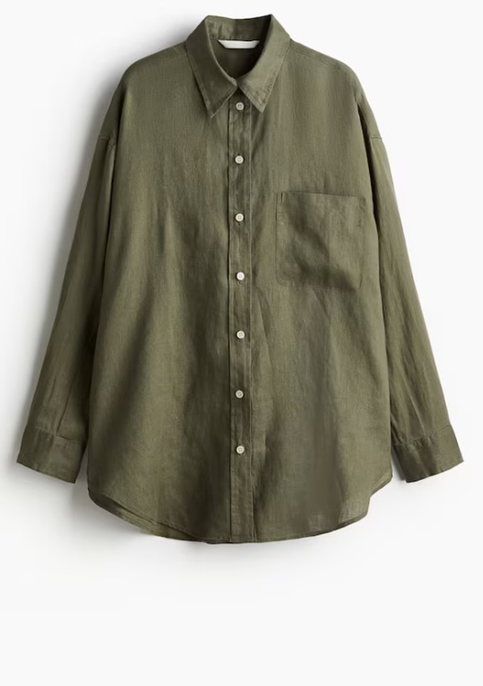 Oversized lněná košile, H&M, 719 Kč
