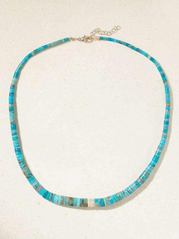 Náhrdelník z tyrkysů 18-karat gold, turquoise and diamond necklace, Jenna Blake, 4220 eur
