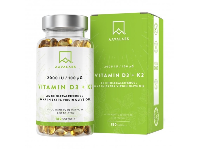 Vitamin D3 + K2, AAVALABS, 521 Kč
Vitamin D3 + K2, AAVALABS, 521 Kč