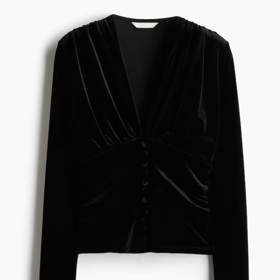 Řasený velurový top, H&M, 479 Kč

