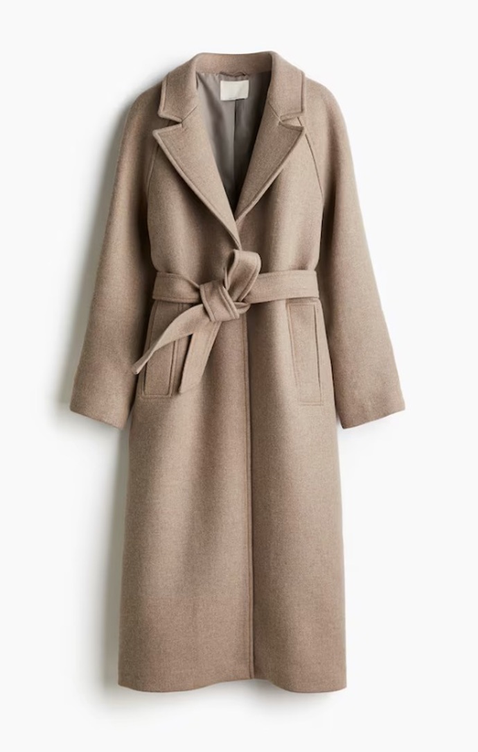 Maxi kabát z vlněné směsi, H&M, 4 999 Kč
