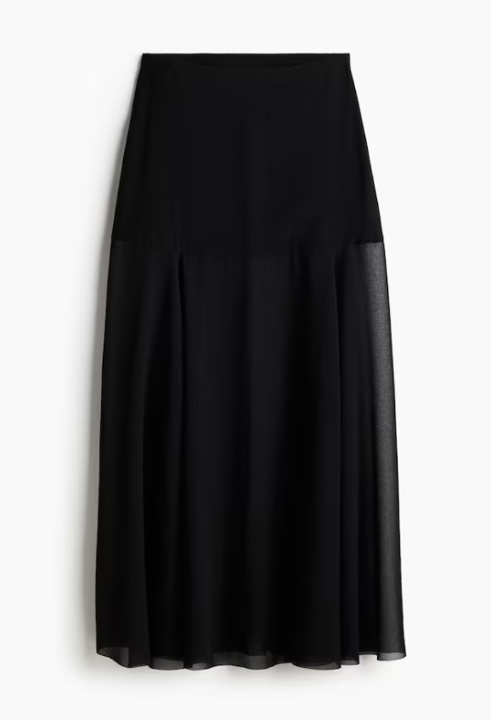 Průsvitná maxi sukně, H&M, 1 199 Kč
