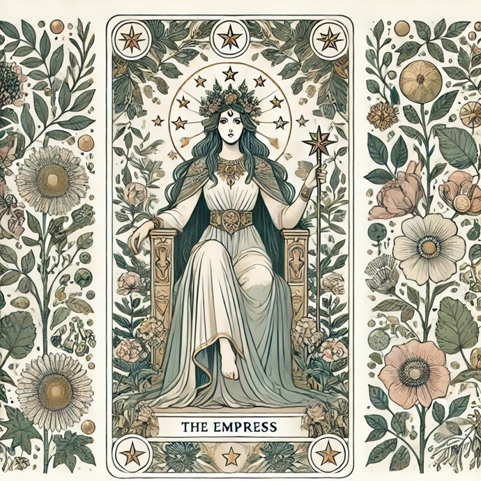 Císařovna (The Empress)

Císařovna je kartou hojnosti, plodnosti a tvořivosti. Představuje harmonii a propojení s přírodou, ale i s naším emocionálním světem. Její přítomnost naznačuje, že je čas pečovat o sebe a své okolí, ale také vytvářet nové projekty nebo vztahy. Přináší energii prosperity a lásky, která vás obklopuje, pokud se otevřete její síle. Císařovna připomíná důležitost spojení s vlastní ženskou energií, ať už jste muž či žena.
