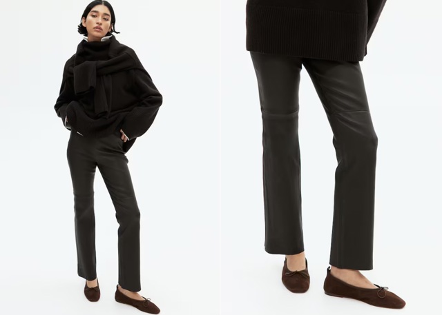 Rovné kožené kalhoty, H&M, 5 999 Kč
