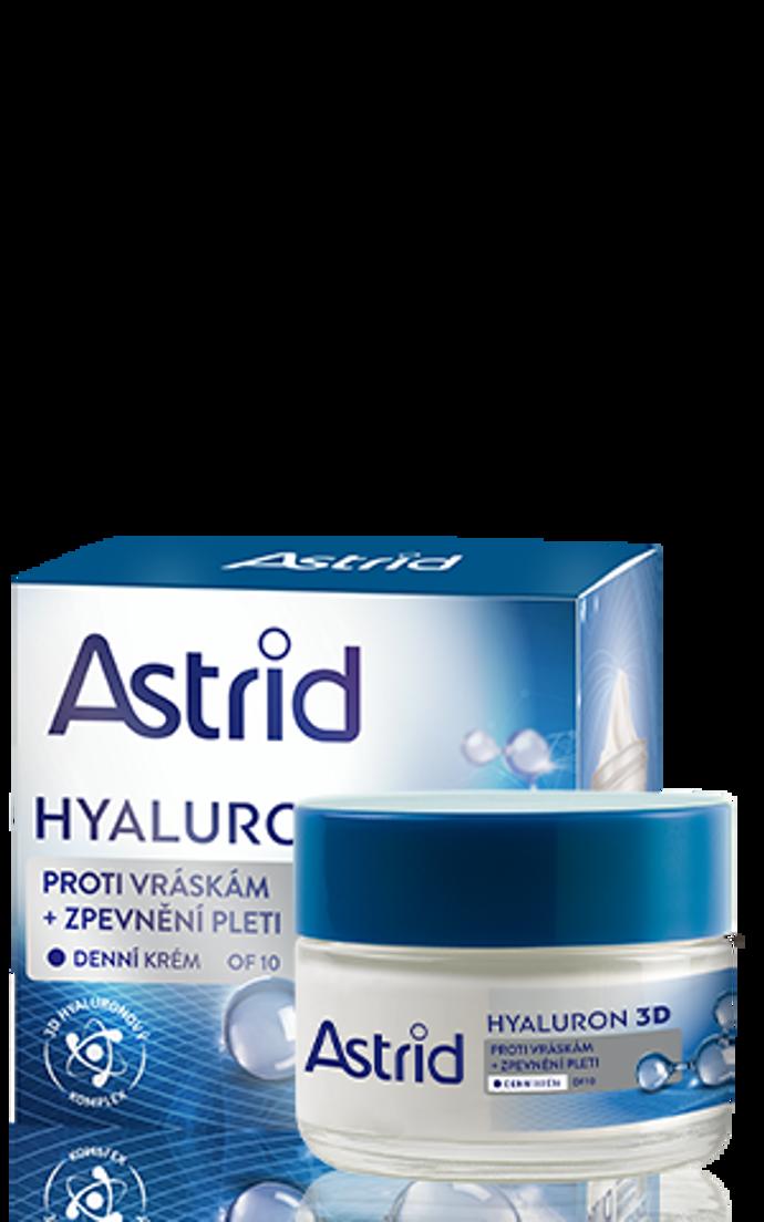 Zpevňující denní krém proti vráskám Astrid HYALURON 3D (50 ml, 160 Kč). Vyplňuje vrásky na povrchu a vyhlazuje povrch pleti ihned po aplikaci.Kyselina hyaluronová proniká i do nejhlubších vrstev pokožky a pomáhá viditelně redukovat jemné linie a vrásky zlepšením její pružnosti.
